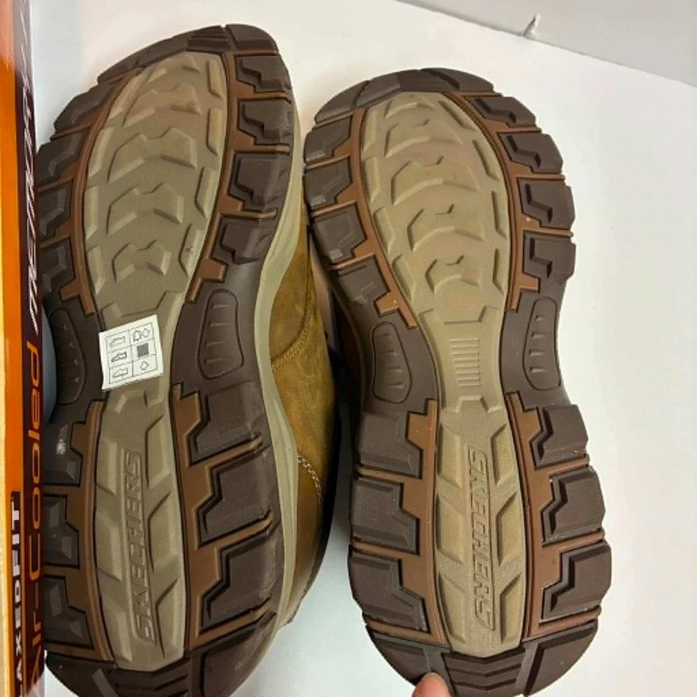 Skechers Relaxed Fit Oxford Shoes Mens 10 Brown Leather Memory Foam 204920